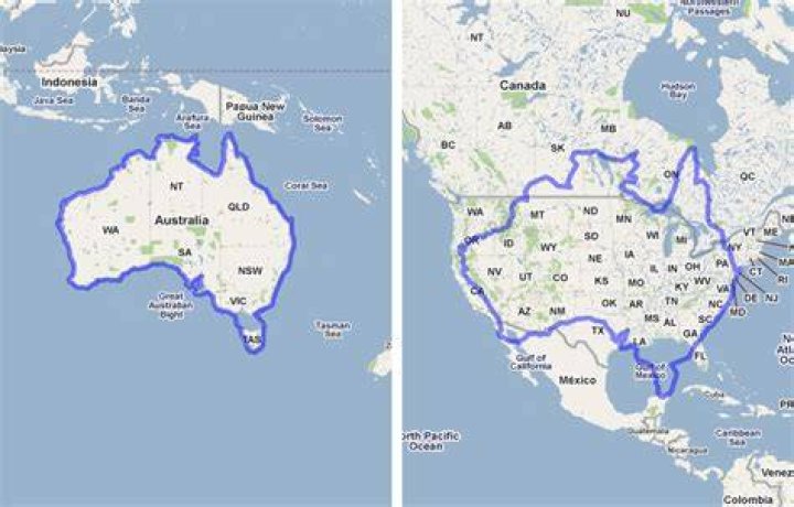 How big is australia compared to usa