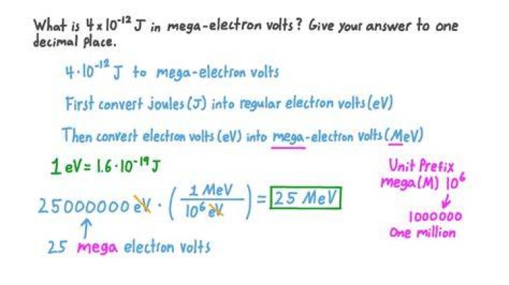 How many mega electron volts are in a joule