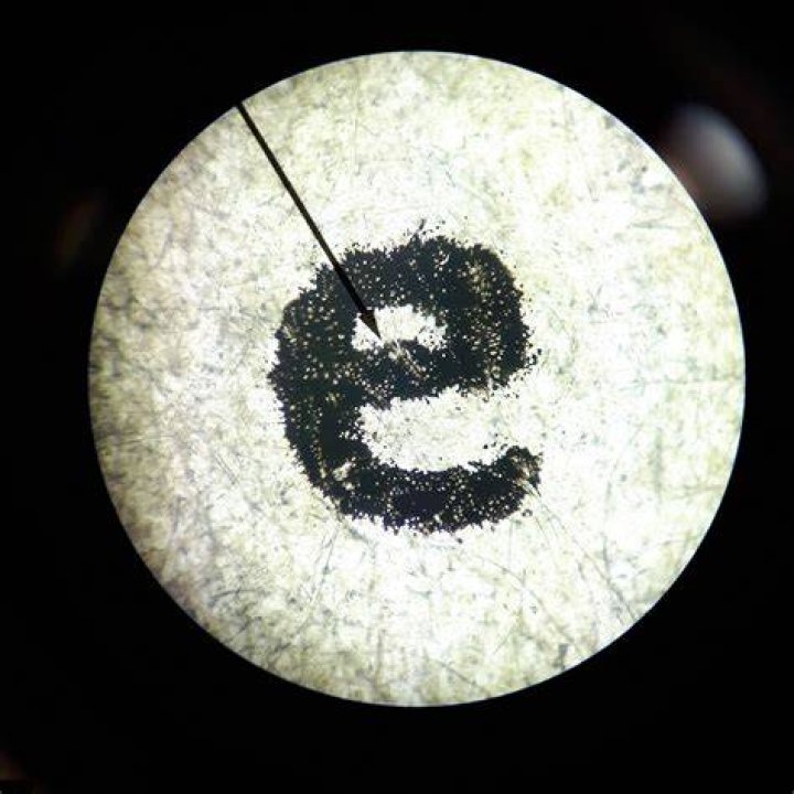 Why does the letter e flip under a microscope